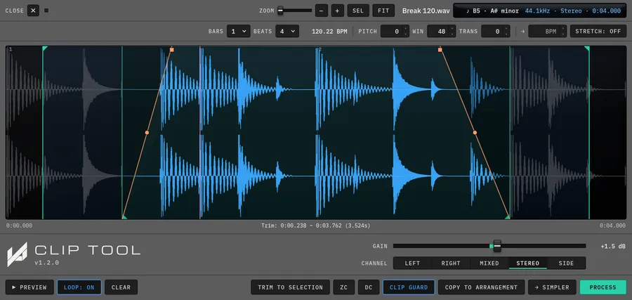 Clip Tool editing a clip in Ableton Live